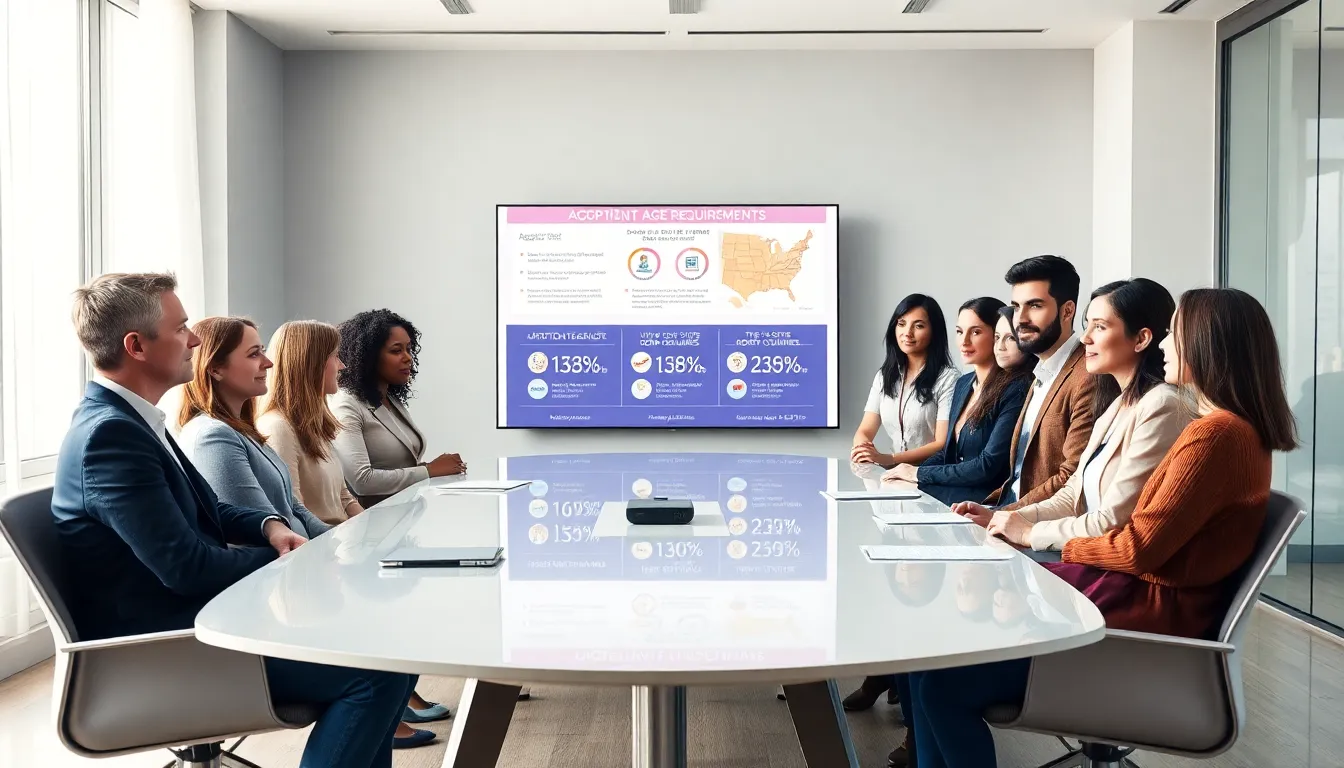 group discussing adoption age requirements in a modern office.